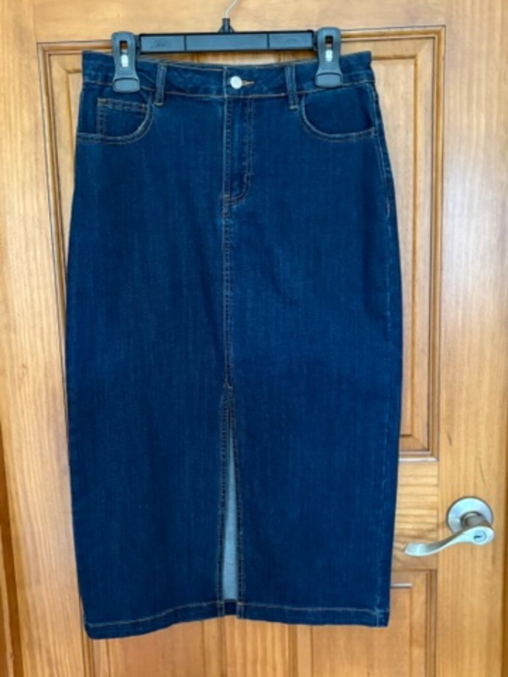 Bagatelle stretch denim midi skirt